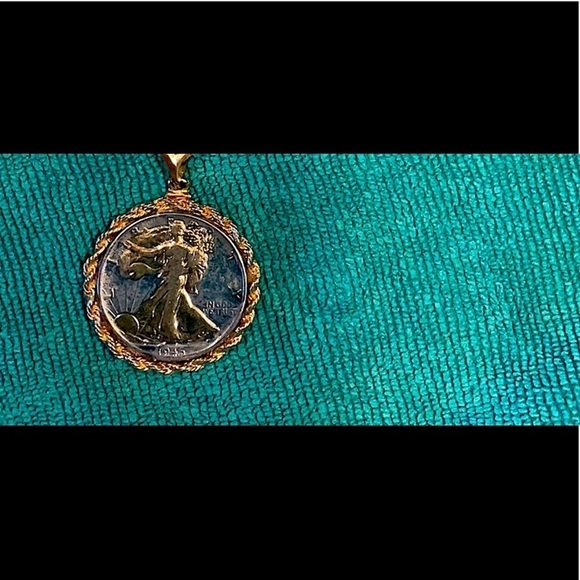 Walking Liberty Coin Pendant Necklace Silver Gold 1945